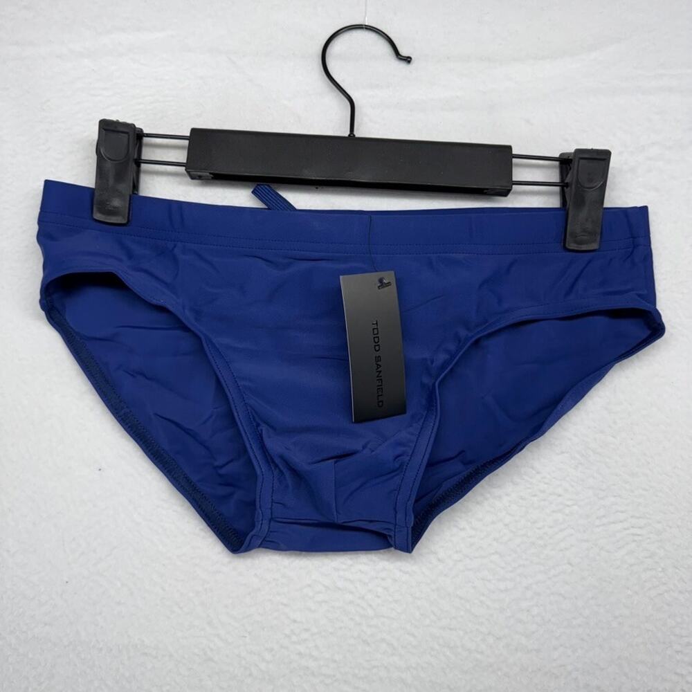 Todd Sanfield Swim Brief Men's XS Blue Marine Deep Swimsuit Solid NEW